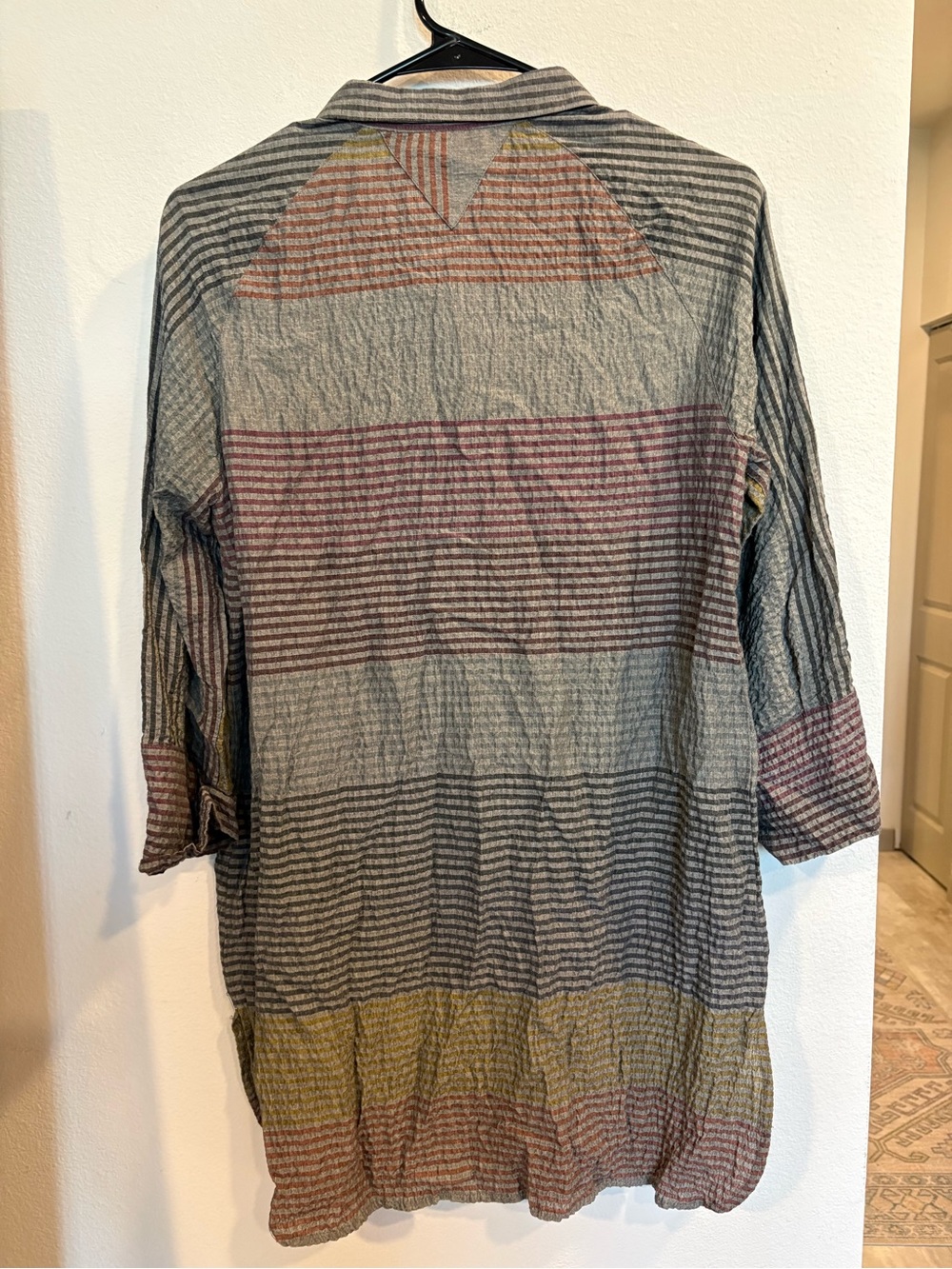 Sita Murt Striped Tunic Dress size 38 Multicolor Linen Blend Boho Button Down - Picture 9 of 9